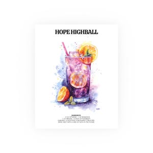 Hope Highball Positivity Poster Spiritual Recipe Wall Art Kitchen Home Decor Art Trendy Wall Minimalist Elegant Motivational Vertical Poster