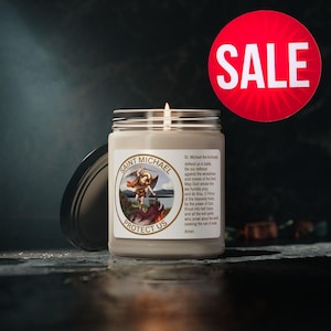 Prayer Candle Saint Michael the Archangel Religious Soy Candle Guardian Angel Against Evil Curse Protection Gift for Catholic Home Decor
