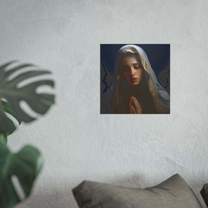 Poster Print Blessed Virgin Mary Catholic Wall Art Painting Christian Home Decor Holy Mother Satin 210 gsm 230 Archival Matte Photo Paper image 4