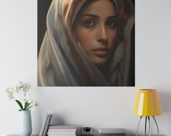 Blessed Virgin Mary Wall Art ECO Friendly Canvas Hyperrealistic Mother Mary Portrait Our Lady Blessed Mother Artwork Wall Decor Catholic Art