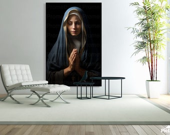 Our Lady of Sorrows Blessed Virgin Mary Portrait Digitally Download Mature Mother Mary Digital Print La Dolorosa Catholic Printable Wall Art