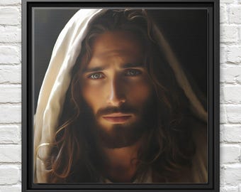Stunning Jesus Christ Wall Art Eco-Friendly Frame & Canvas Artwork Hyperrealistic Jesus Portrait Christ Wall Decor Mothers Day Gift for Mom