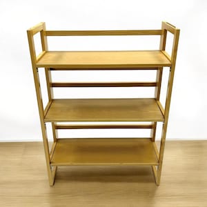 Folding Wooden Book Shelf: 3-Tier Display Stand