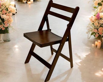Brown Wooden Folding Chair: Indoor/Outdoor Wedding Garden Seating