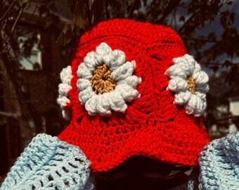 Bucket hat, Crochet bucket hat, sunflower hat, crochet hat, sun hat, patchwork hat