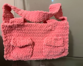 Gehaakte schoudertas (roze), gehaakte tas, tasaccessoires