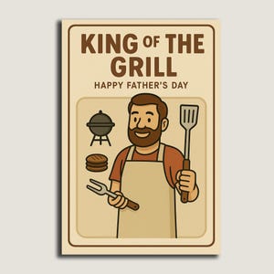 Grill Papa Actionfigur Karte, Vatertag Postkarten 7er-Set King of the Grill Lustige Papakarte, flache Grußkarte Geschenk für Ihn