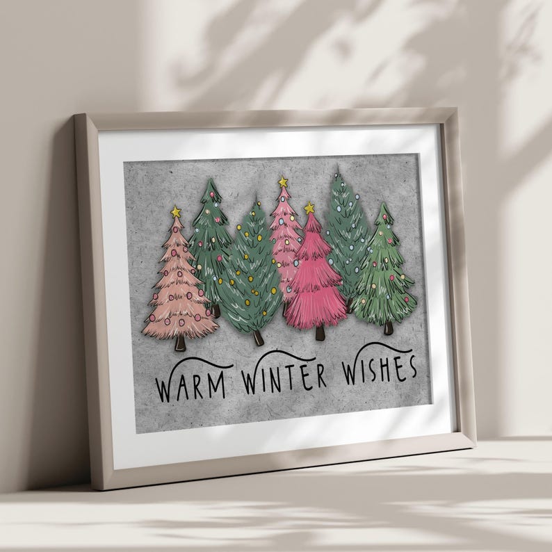 Warm Winter Wishes Horizontal Landscape Wall Art Print Vintage