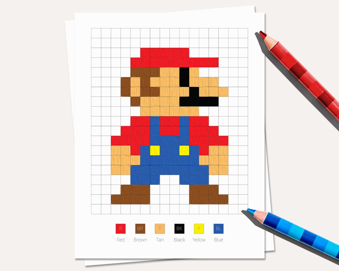 Original Super Mario Bros Pixel Coloring Page Mario - Etsy Australia