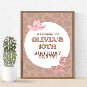 Cowgirl Welcome Sign | Western Birthday Party Sign | Rodeo Party Decor | Pink Cowgirl Theme | Country Girl Printable Sign