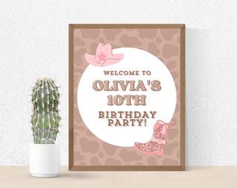 Pink Cowgirl Birthday Party Welcome Sign: Rodeo Theme (Printable)