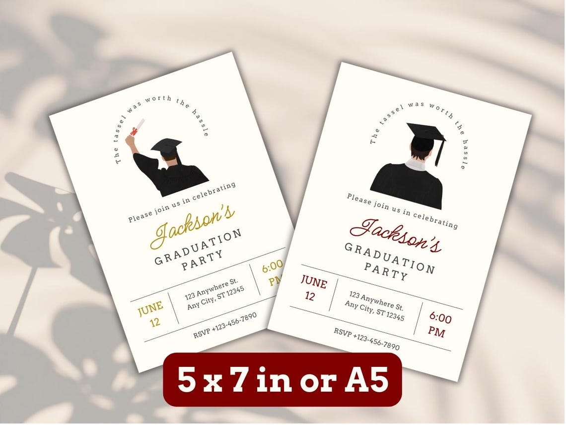 Graduation Invitation Template | 4 Designs (male & Female) | Editable ...
