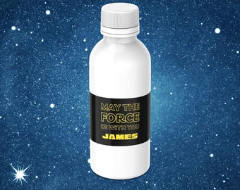 Etiquetas para botellas de agua de Star Wars: Decoración editable para fiesta Jedi (plantilla de Canva)
