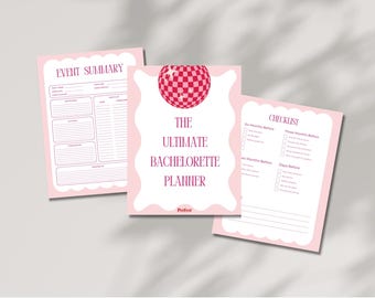 Ultimate Pink Disco Bachelorette Hens Party Planning Pack - Editable Canva Design - Printable - Instant Download - Maid of Honor Organizer