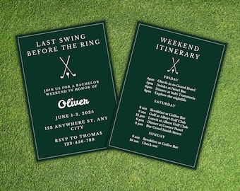 Golf Bachelor Party Invitation & Itinerary Template (Digital Download)