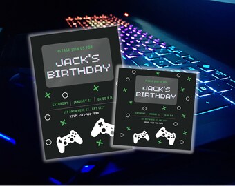 Gamer-Geburtstagseinladungsvorlage: Bearbeitbare Videospielparty (Digitaler Download)