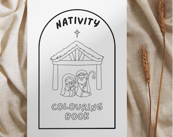 Krippe Weihnachten Malbuch Printable | 19 Seiten Kinderbibelaktivität | Engel Maria Josef Jesus Ausmalbilder | A4 & 8,5x11