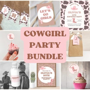 Cowgirl Party Bundle | Western Birthday Decorations | Pink Rodeo Theme Printables | Country Girl Party Set | Instant Download | Party Decor