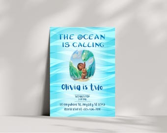 Baby Moana Birthday Invitation: Luau Party, Tropical Theme (Digital Printable)