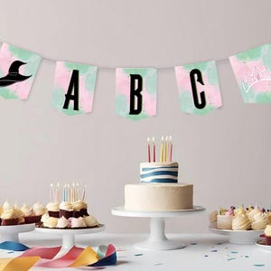 A5 Wicked Movie Inspired DIY Party Banner PDF Instant Download Printable Elphaba Glinda Banner Wizard of Oz Party Decor Green Pink Party A5