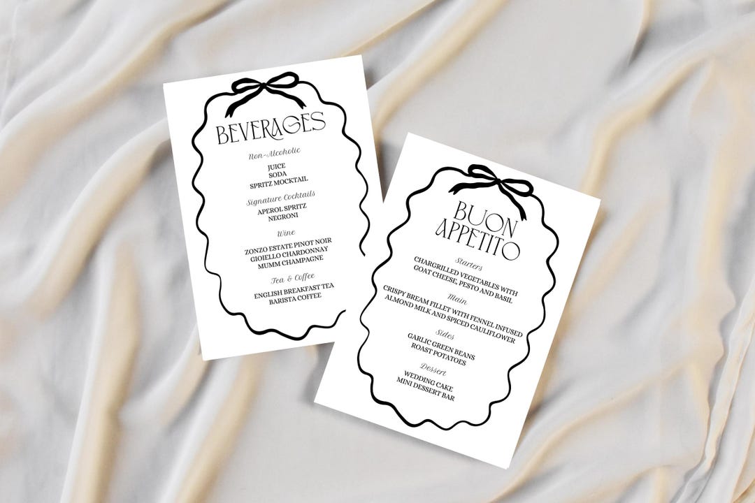 Editable Bow Menu Template: Wedding, Party, Event (instant Download) - Etsy