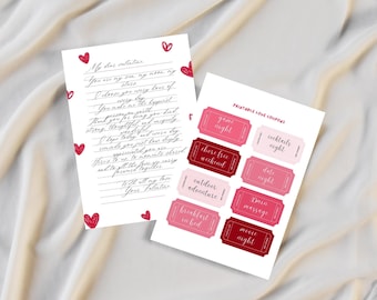 Valentine's Day Love Coupons: Editable Notes & Envelope Templates (Digital Download)