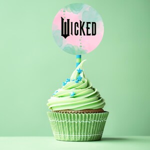 Wicked Theme Cupcake Toppers | Editable Printable 2 Inch / 5 cm 6 per page | Elphaba & Glinda Cupcake Decorations | Instant Template