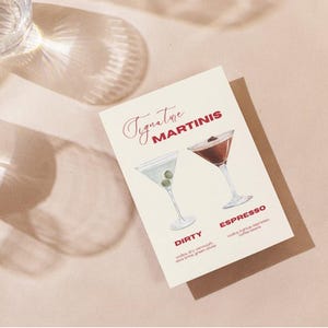 Menu e placa de bar Martini 'Tini Bit Older | Convite digital para festa Dirty Thirty | Lista de coquetéis editável | Item para festa de 30 e 40 anos para impressão