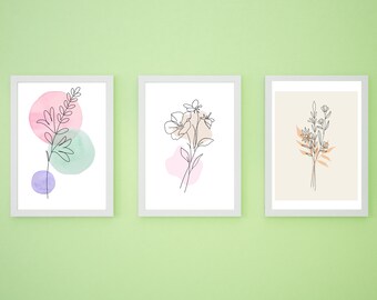 Lineal Beige Digital Art, Lineal Poster, Minimalistischer Druck, Modernes Zuhause, Dekor Set 3