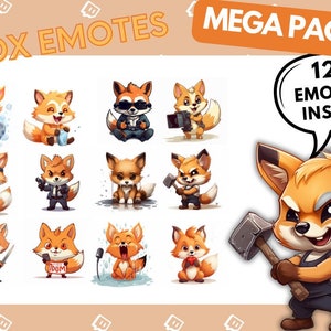 Twitch Emote / Cute Fox Mega Pack Emotes ( 12 Emotes Ready to use! ) Cute high quality emotes