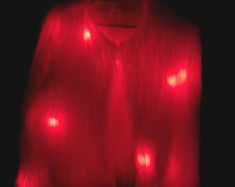 Smart LED Lightup super soft white Fur unisex jacket : Festival Rave Wear