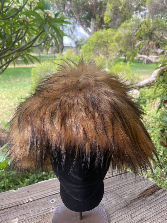 Faux Fur Bucket Hat in Golden Brown Light Brown Faux Fur Bucket Hat: Plush Fuzzy Winter Fashion  main image 4