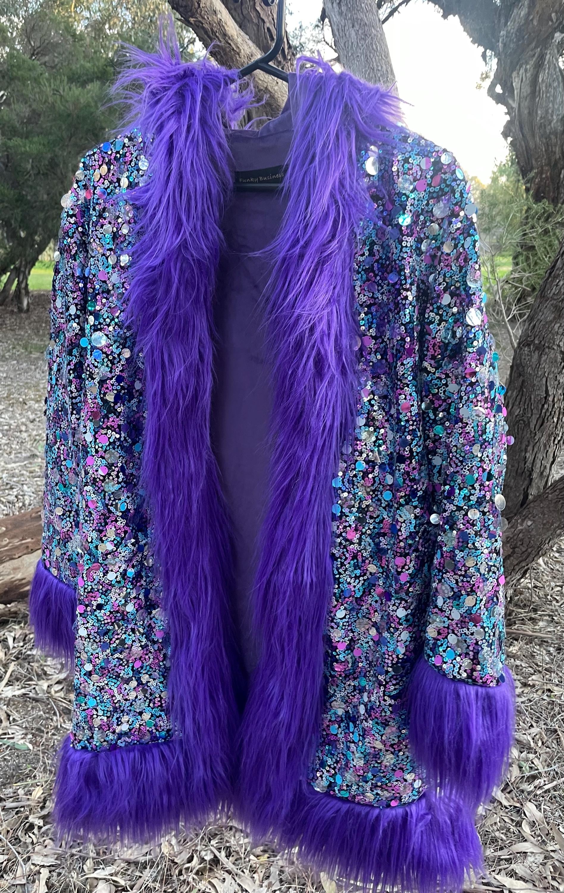 Funky Festival Flip Sequin And Faux Fur Hood Winter Hot Women main image 2