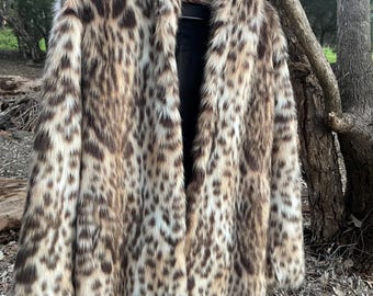 Hooded Leopard Print Faux Fur Jacket: Velvet Lined Festival Coat