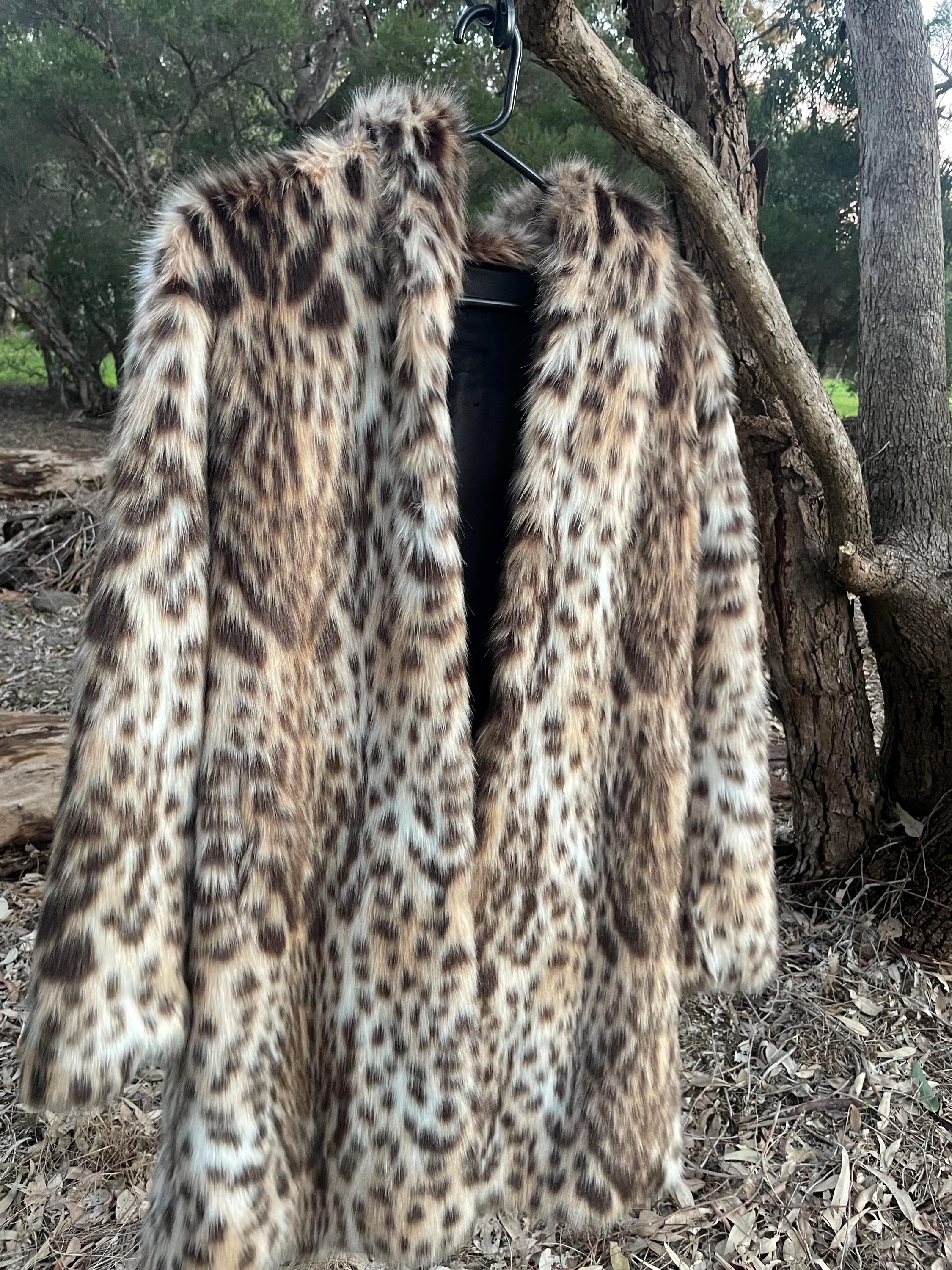 Hooded Leopard Print Faux Fur Jacket: Velvet Lined Festival Coat