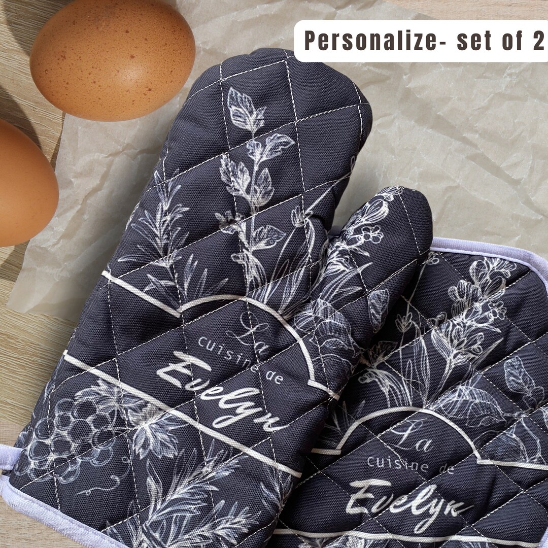 Personalized Oven Mitts Glove and Pot Holder Custom Valentines Gift for