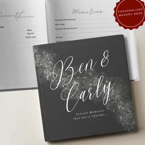 Paare Konzert Memory Journal Hardcover Custom Paar Bucket List für Valentinstag Fun Vday Geschenk Konzertliebhaber Musik Festival Goer Ticket