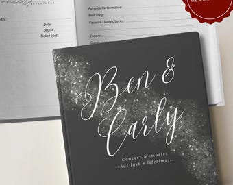 Couples Concert Memory Journal Hardcover Custom Couple Bucket List for Valentines Day Fun Vday Gift Concert Lover Music Festival Goer Ticket