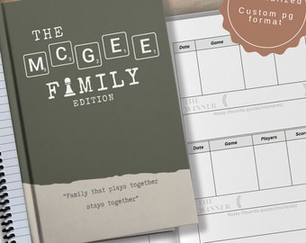Game Score Book Personalized Family Edition Board Game Lover Gift Custom Family Game Night Hall of Fame Records Fun Sarcastic Host Gift