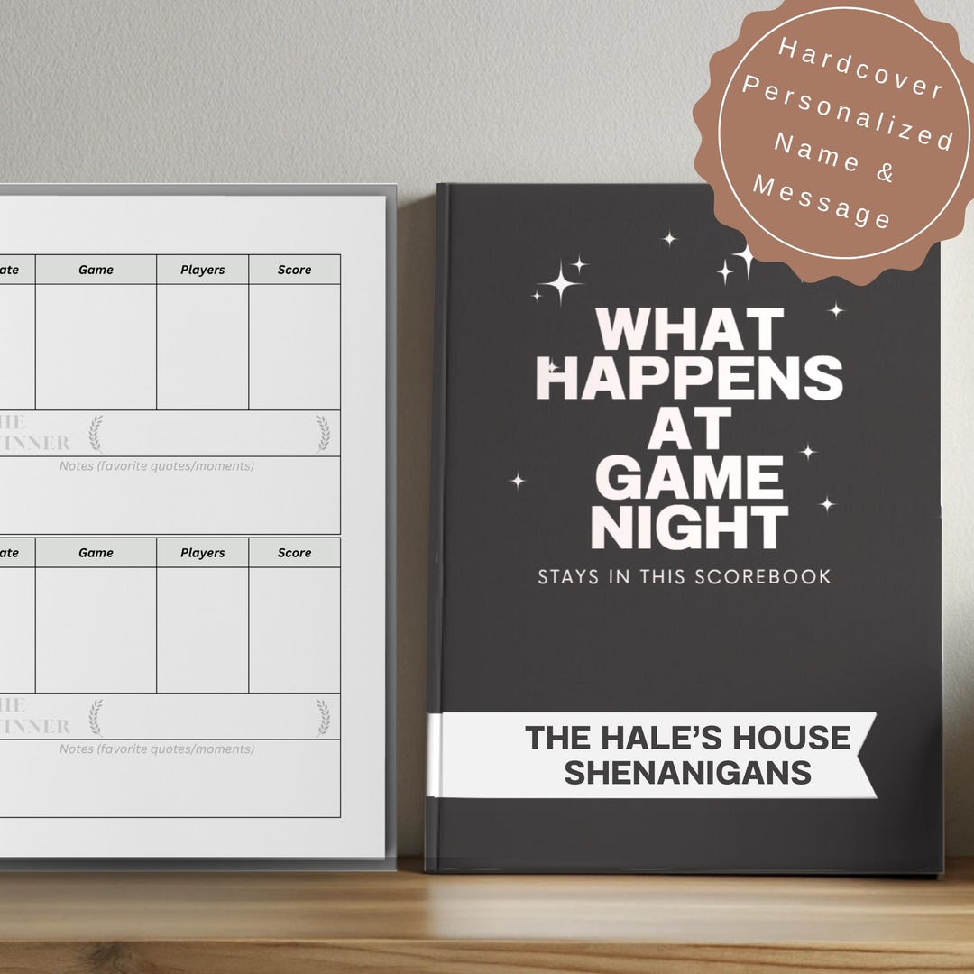 Game Night Book Quality Hardcover Personalized for Scorekeeping & Memories Relive Your Epic Game Nights Christmas Holiday Gift Fun and Games