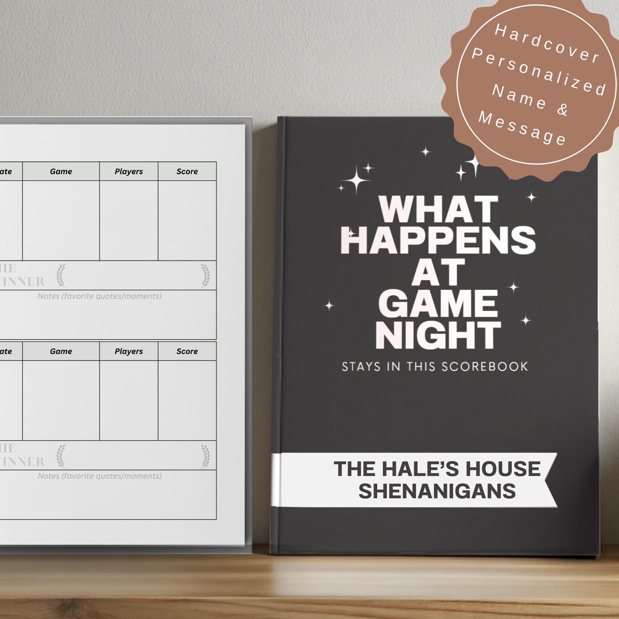 Game Night Book Quality Hardcover Personalized for Scorekeeping & Memories Relive Your Epic Game Nights Christmas Holiday Gift Fun and Games