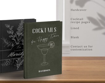 Mixología - Bebidas de cóctel personalizadas - Libro pequeño de recetas - Regalo para él - Carrito de bar para papá - Artículos esenciales - Regalo para el hogar - Kit de ginebra DIY personalizado