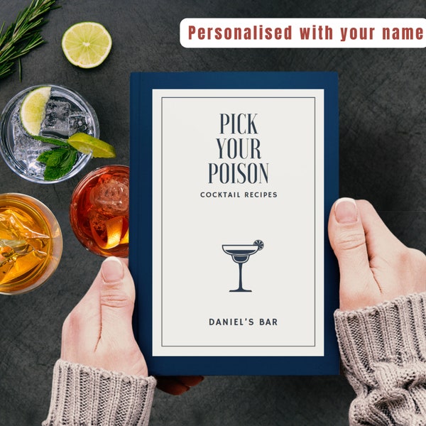 Pick Your Poison Personalized Cocktail Recipe Book in Hardcover to Record Your Favorite Drinks Gift for Bartender Boyfriend in Mixology Gift