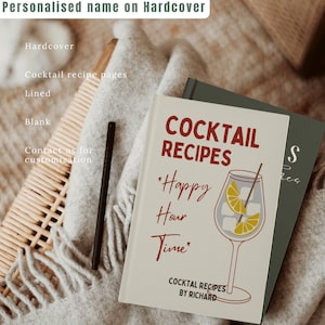 Książka barmańska Spersonalizowana książka z przepisami na koktajle Przepisy na drinki Prezent do wózka barmańskiego Prezent barmański dla niego Mąż Spersonalizowany prezent dla chłopaka Podpis