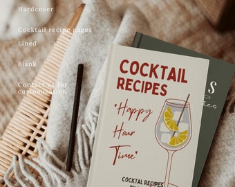 Cocktail Recipe Book Personalized Blank Drinking Journal Log Home Bar Recipe Organizer Gift for Husband Valentines Day Custom Gift for Him