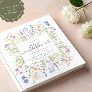 Little Wildflower Is On Her Way Baby Shower Guest Book Wildflower Baby Shower Decor Advice for New Parents Gift Baby In Bloom Sign in Book