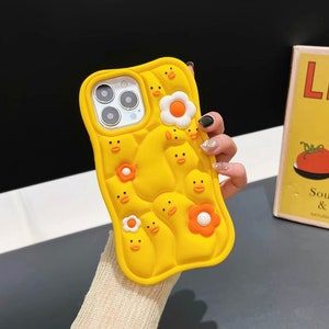 Cute 3D Yellow Duck Handbag Phone Case Aesthetic Protective 