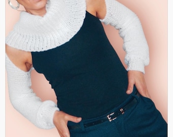 Bufanda de ganchillo con mangas, chal nupcial, cárdigan corto estilo boho, talla: S/¡Regalo para ella!