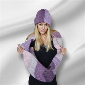 Luxury Crochet Alpaca Hat & Infinity Scarf/Handmade Knit Winter Fluffy Hat Scarf /Handcrafted Unique Women&#39;s Warm Hat Scarf/Gift For Her!