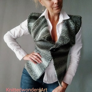 Crochet Vest/Handcrafted Women&#39;s Wool Vintage Unique Spring-Autumn Vest/Handmade Stylish Women&#39;s Vest/Short Crochet Vest/Gift For Her!